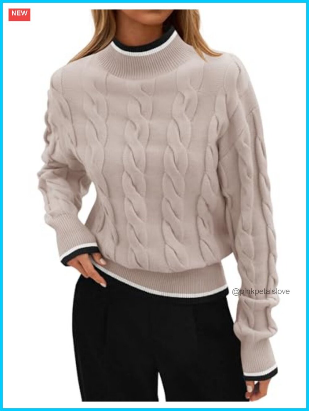 Chunky Mock Neck Turtleneck Pullover Sweater Long Sleeve Loose Fit
